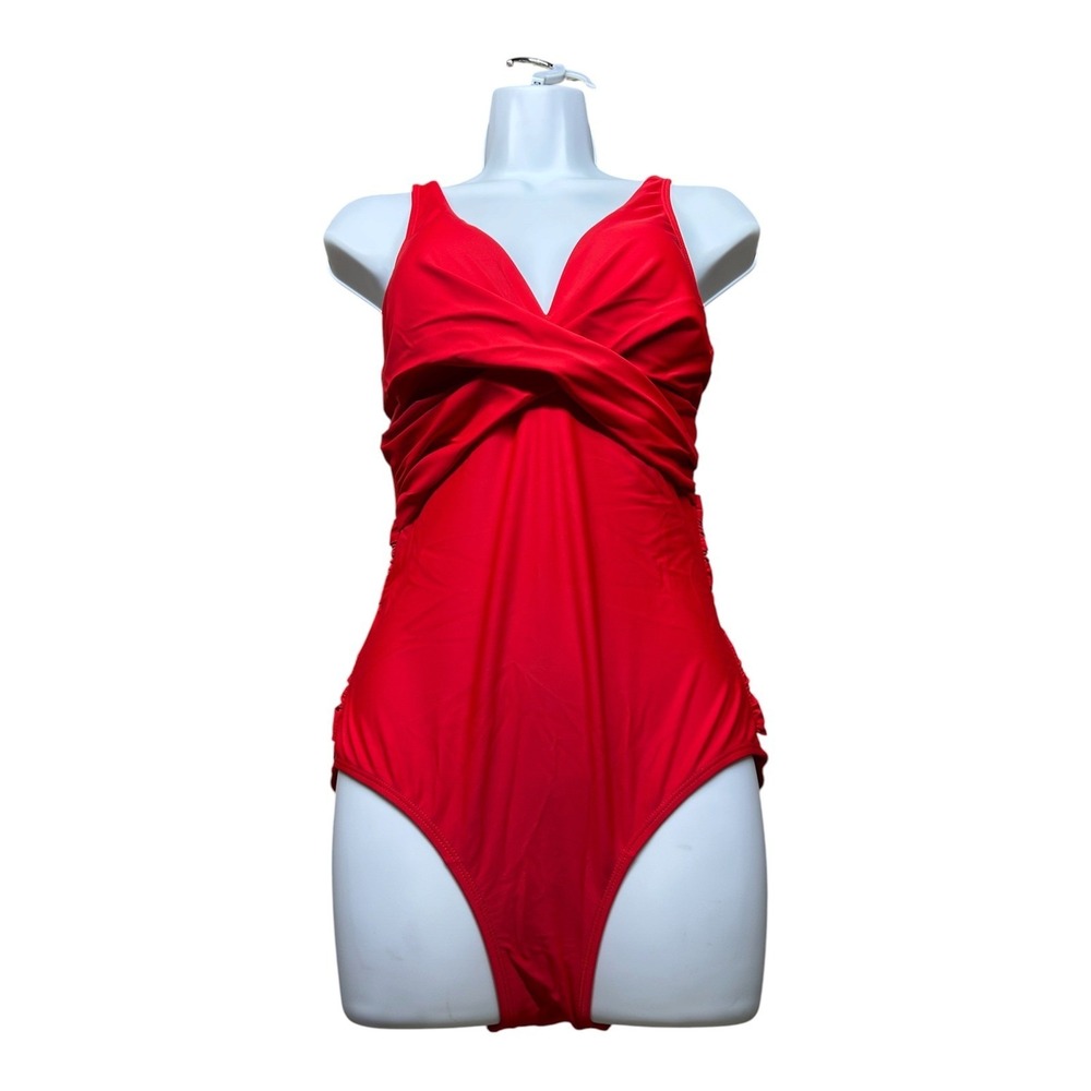 Smismivo women's Swimsuit Small One Piece Red Beach Swimming